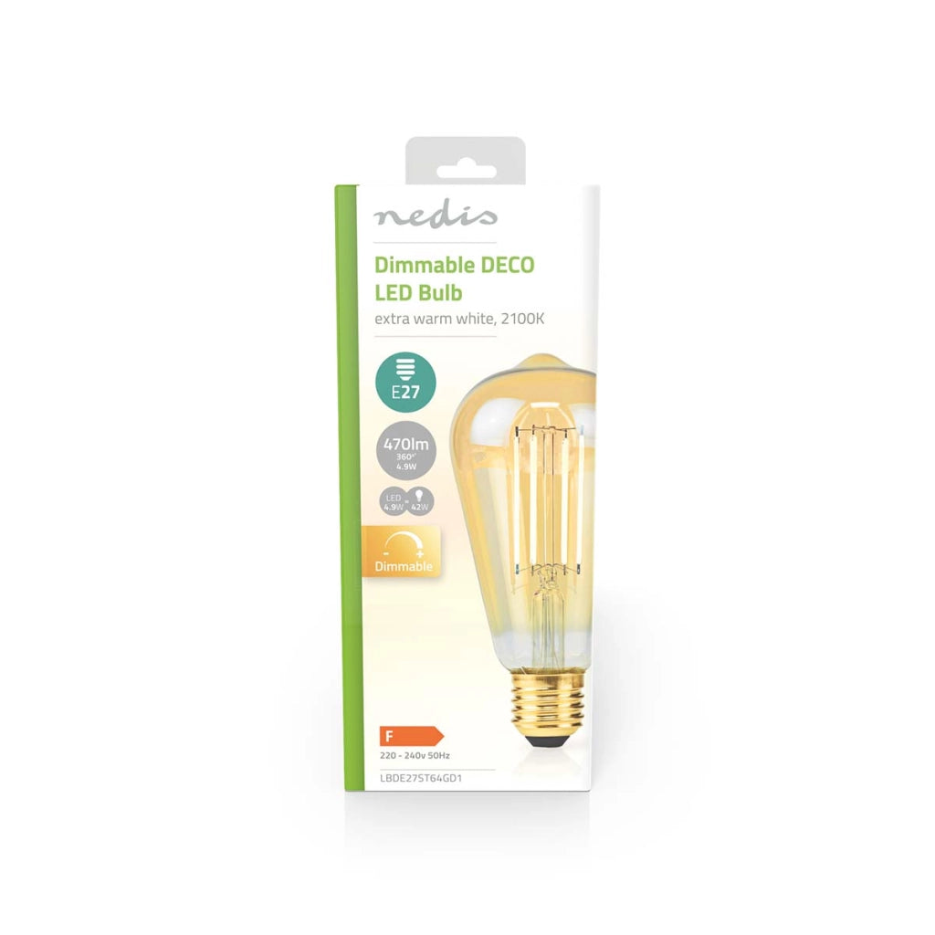 Lampadina a filamento LED E27 ST64 4,9 W 470 lm Retro Dimmerabile Dorato Nedis