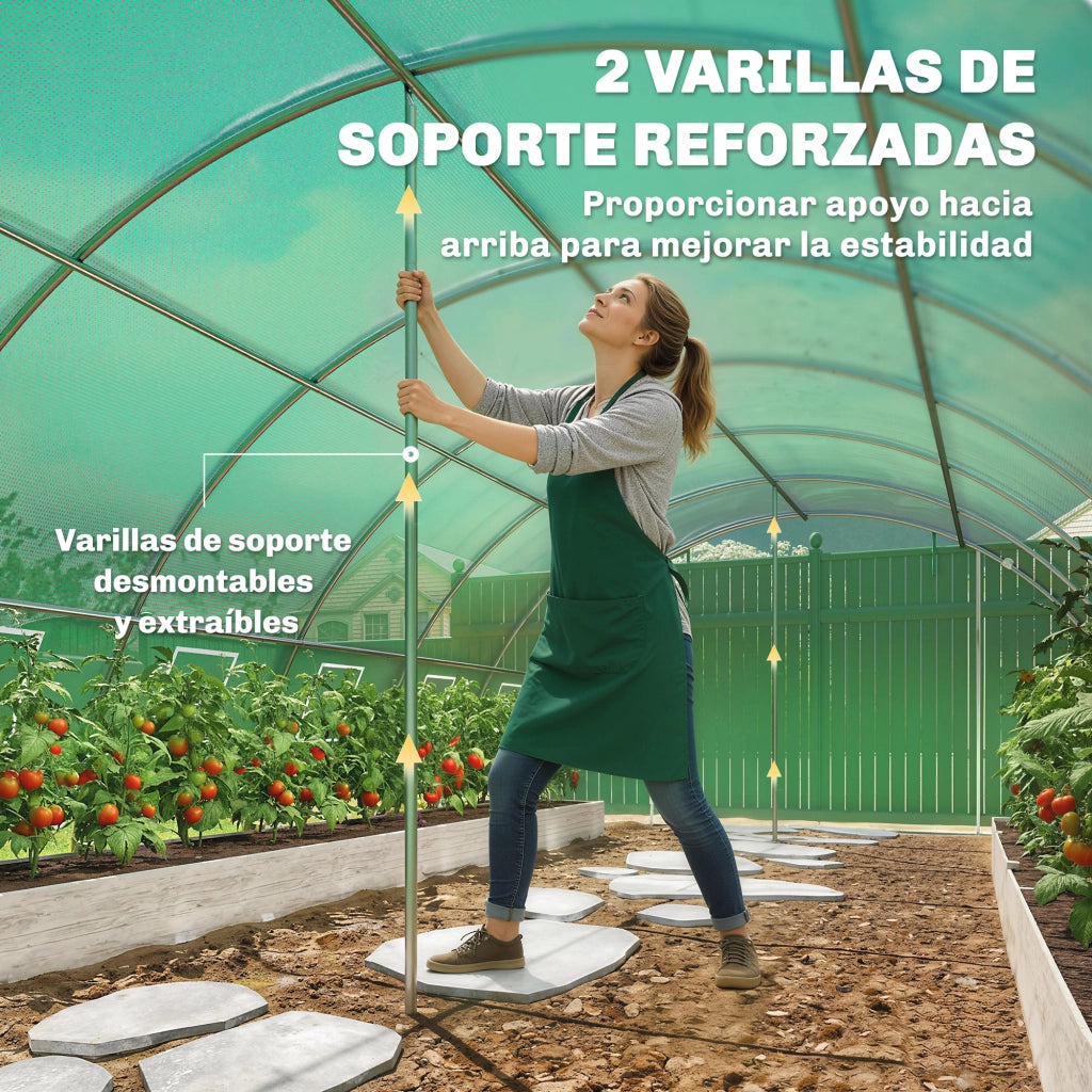 Serra Tunnel da Giardino ¨C Xylo ¨C PE Anti-UV Verde con 2 Porte Arrotolabili e Finestre a Rete
