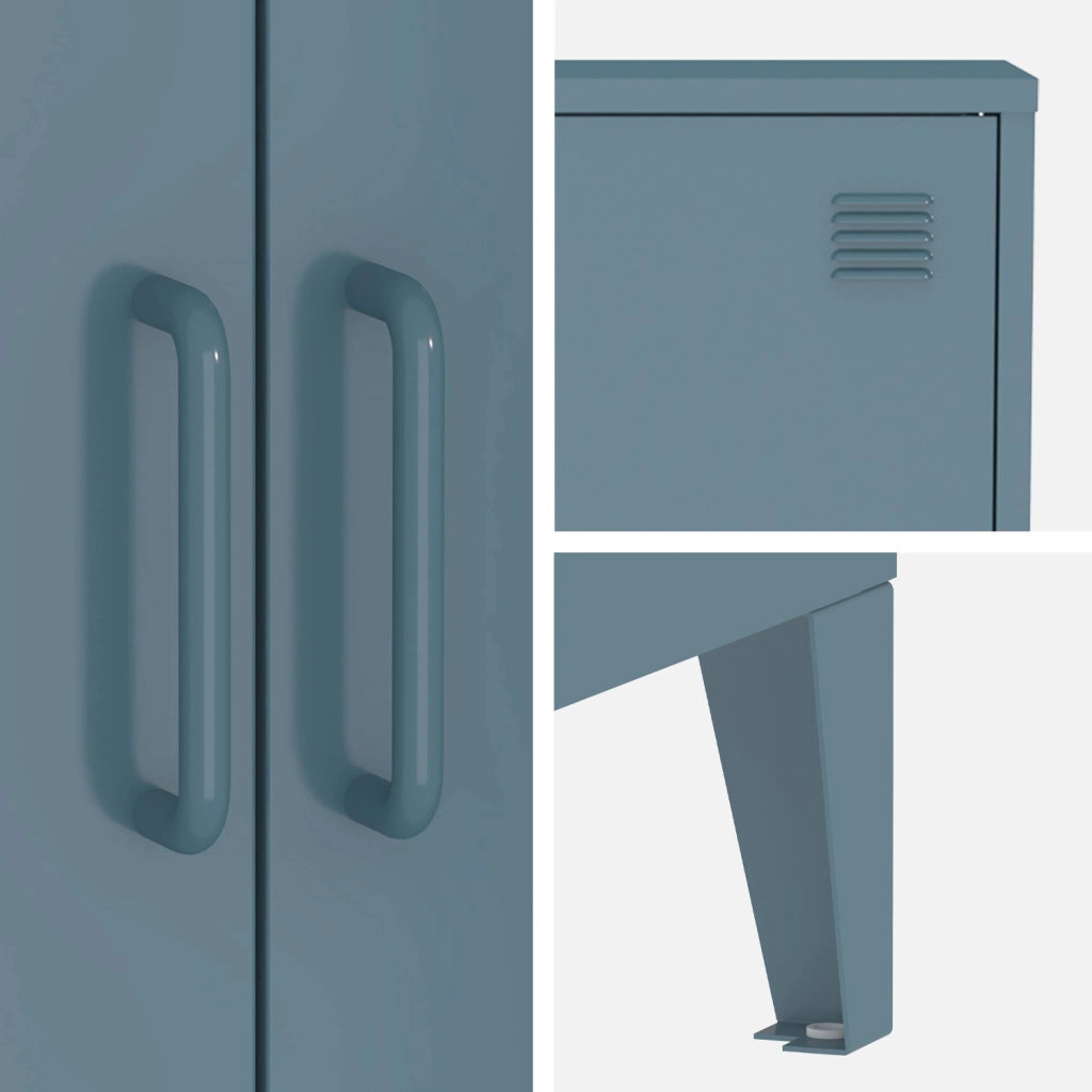 Cassettiera/armadio industriale metallo 2 ante, blu grigio