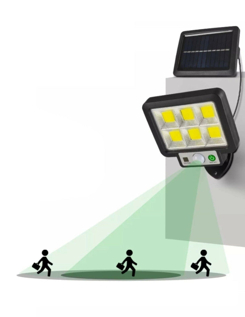 FARO SOLARE LED CON PANNELLO FARETTO SENSORE DI MOVIMENTO 96 LED COB T09