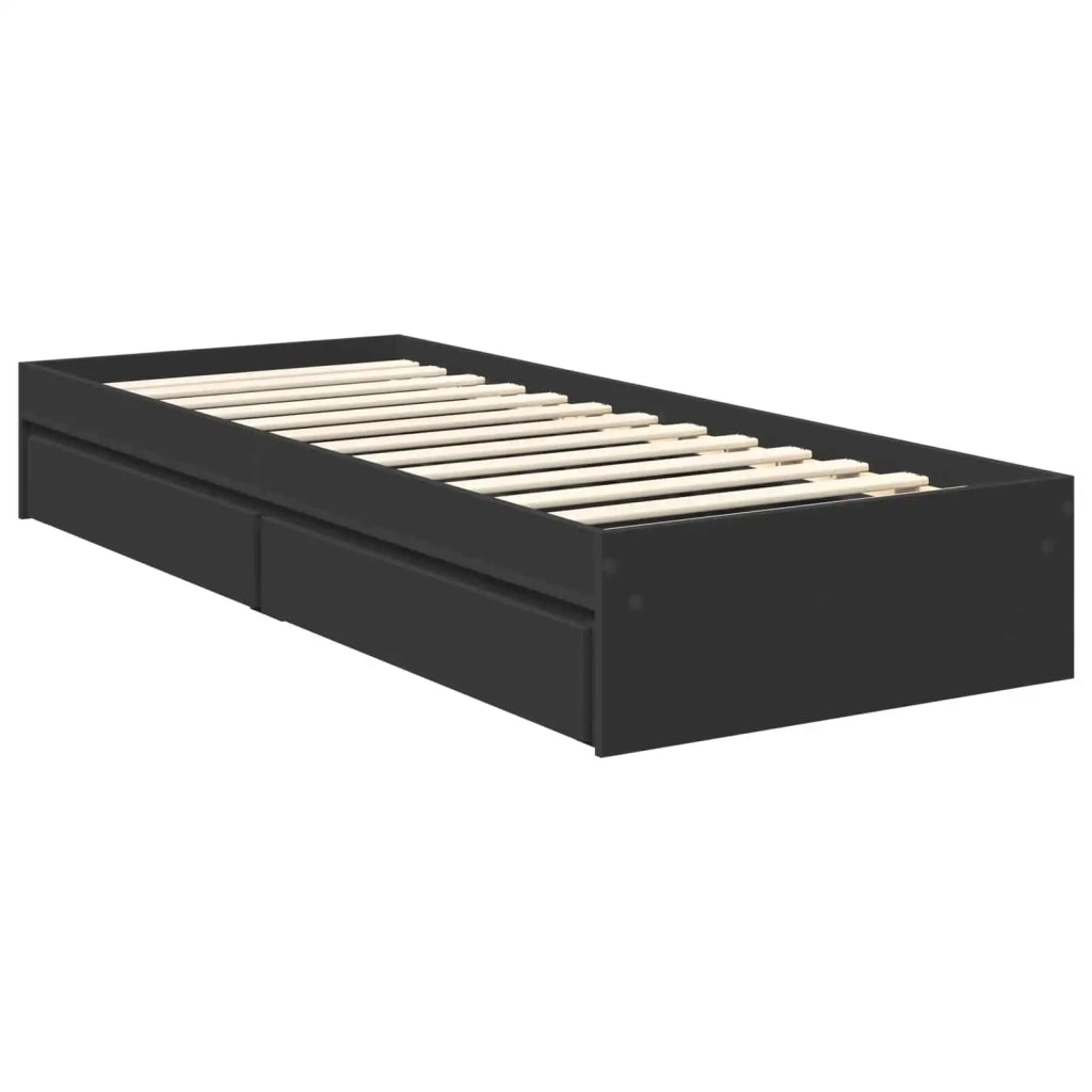 Letto con Contenitore Nero 75 x 190 cm Legno multistrato 3411258