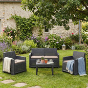 Salottino Outdoor Atrito, set Salotto da Esterno 4 Posti Made in Italy, Nero Antracite