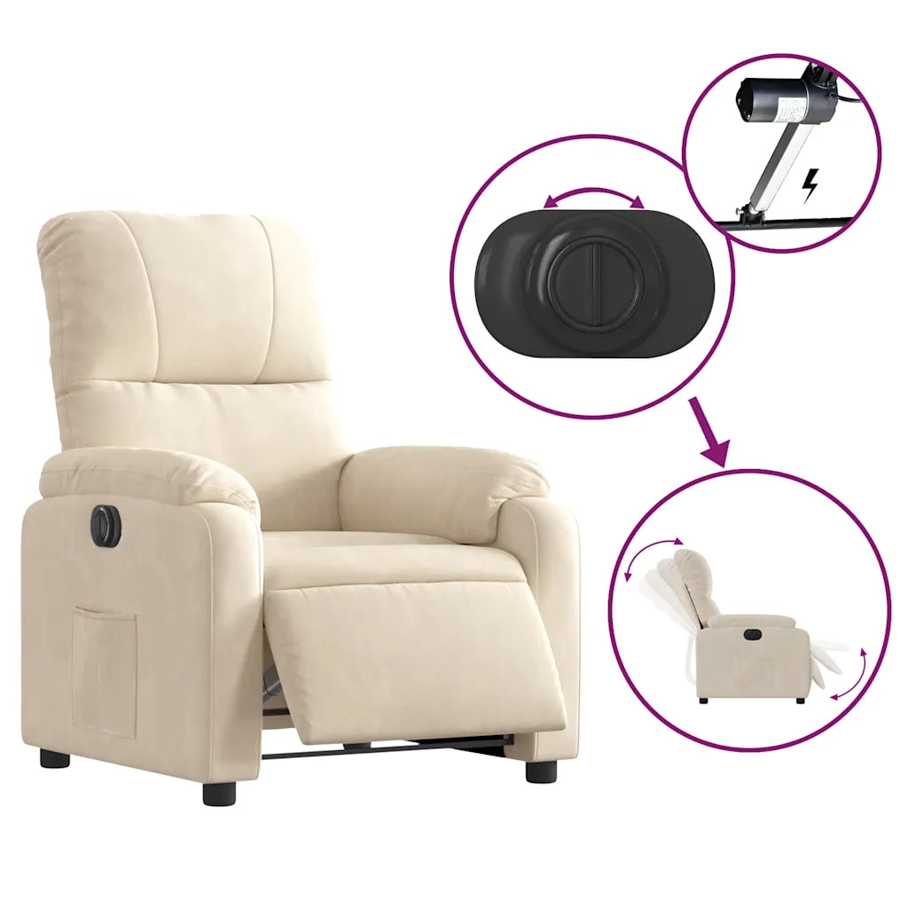 Poltrona Alzapersona Reclinabile Elettrica Beige in Microfibra 3204948
