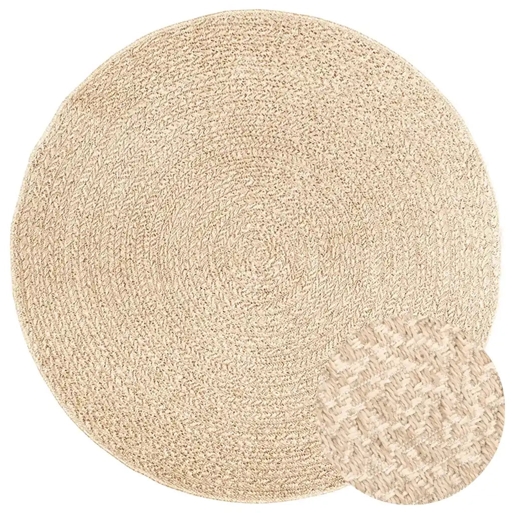 Tappeto ZIZUR Beige Ø 160cm Aspetto Iuta per Interni ed Esterni 4010416