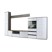 Composizione di mobili TV design della collezione NOUK. Colori bianco e finitura in rovere.