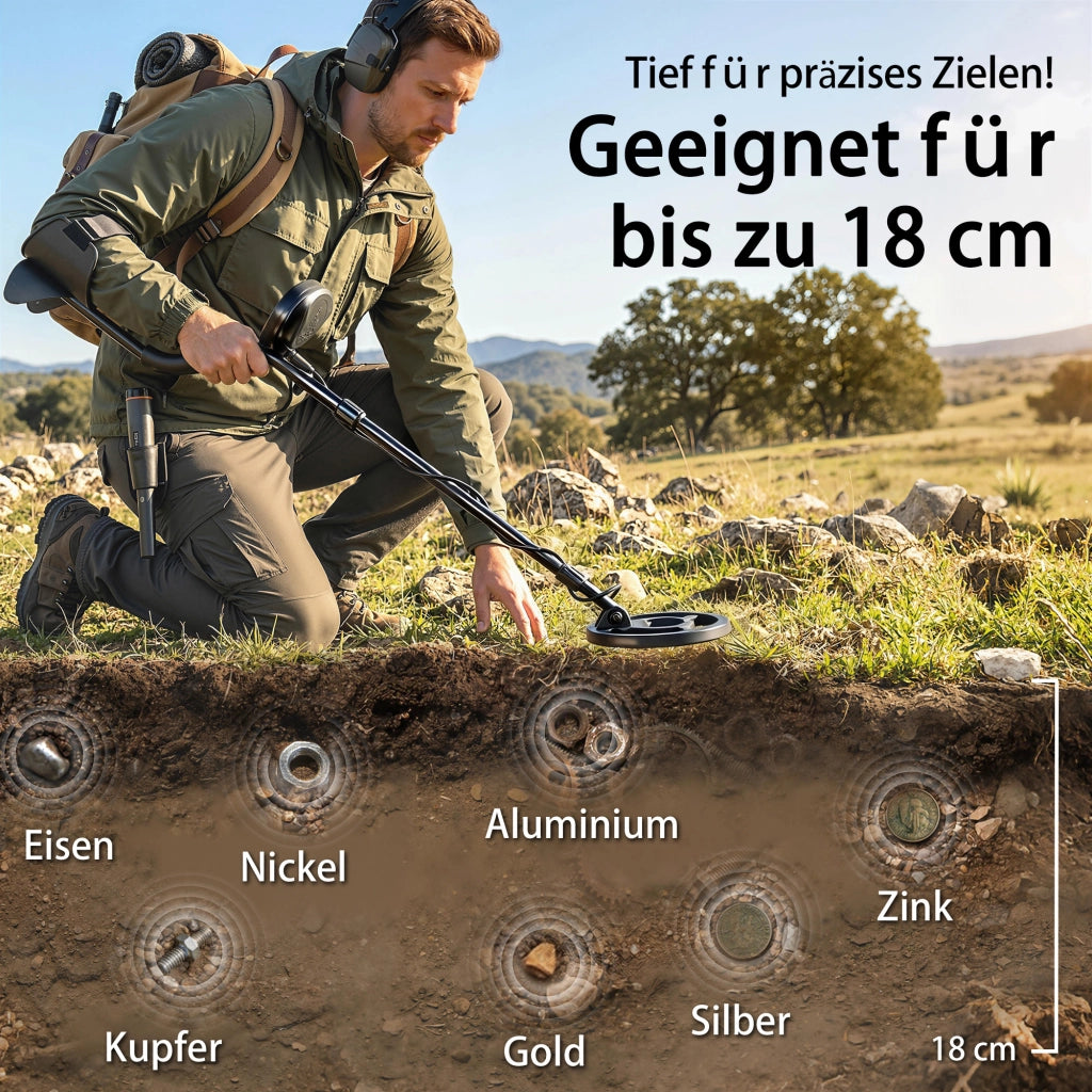 Metalldetector IP68 ¨C Zephmum ¨C Impermeabile con Cuffie e Pala