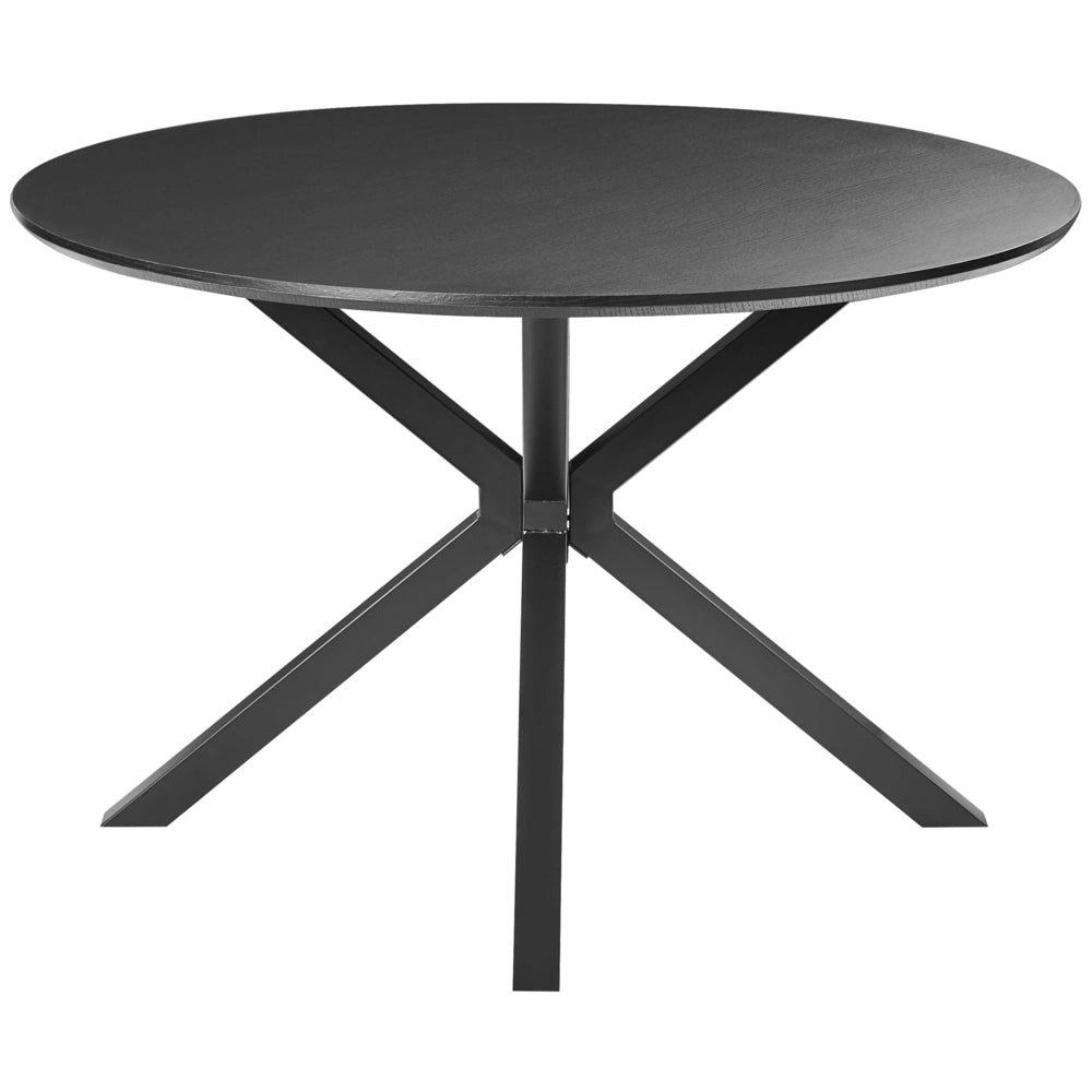 Tavolo da pranzo in MDF nero con gambe in metallo ø 120 cm Design classico moderno