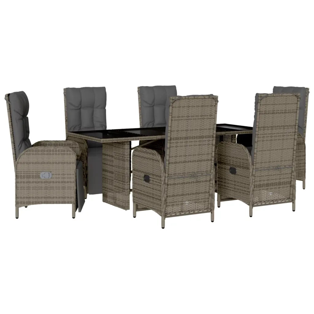 Set da Pranzo da Giardino 7 pz con Cuscini in Polyrattan Grigio 3213532