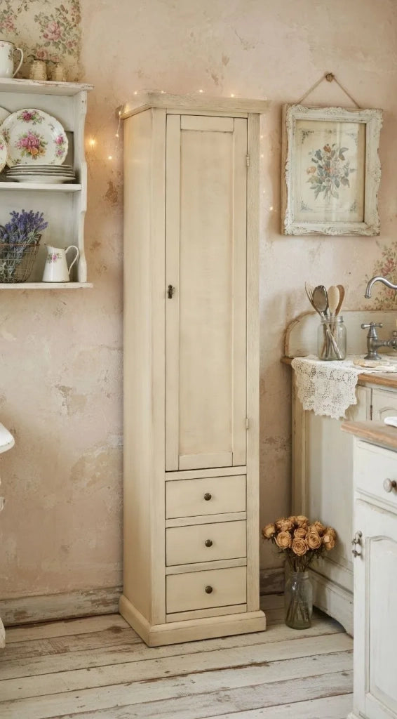 Libreria colonna 1 porta legno avorio patinato 45x41x187 - Mobili 2G