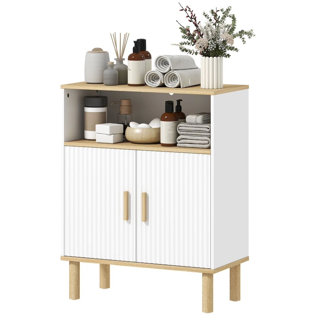 Mobiletto Bagno con 2 Porte e Ripiano Regolabile ¨C zephmum ¨C Bianco 60x29.5x76.5 cm