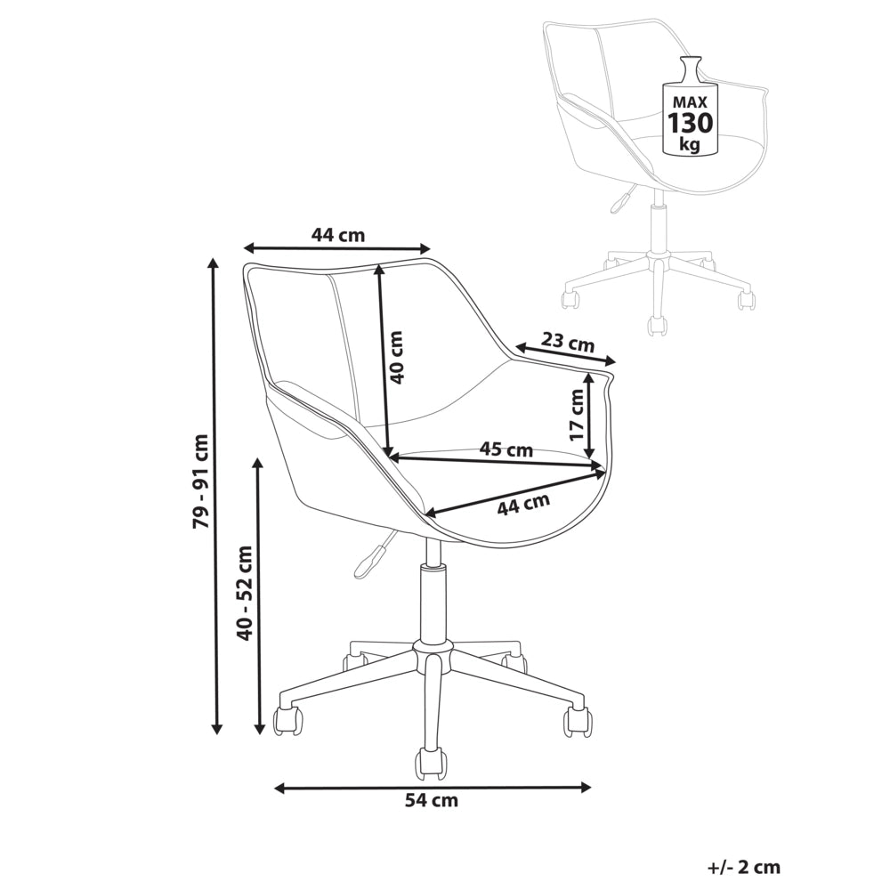 Sedia da ufficio in ecopelle marrone chiaro girevole altezza regolabile stile moderno home office