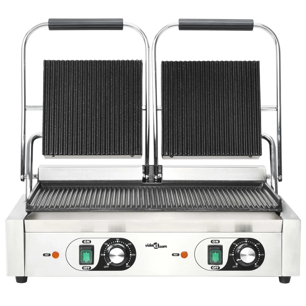 Doppia Griglia per Panini Scanalata 3600 W 57x30,5x20 cm 50751