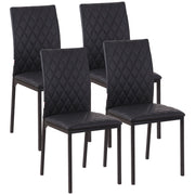 Set 4 Sedie da Pranzo in Finta Pelle Effetto Diamantato Nero