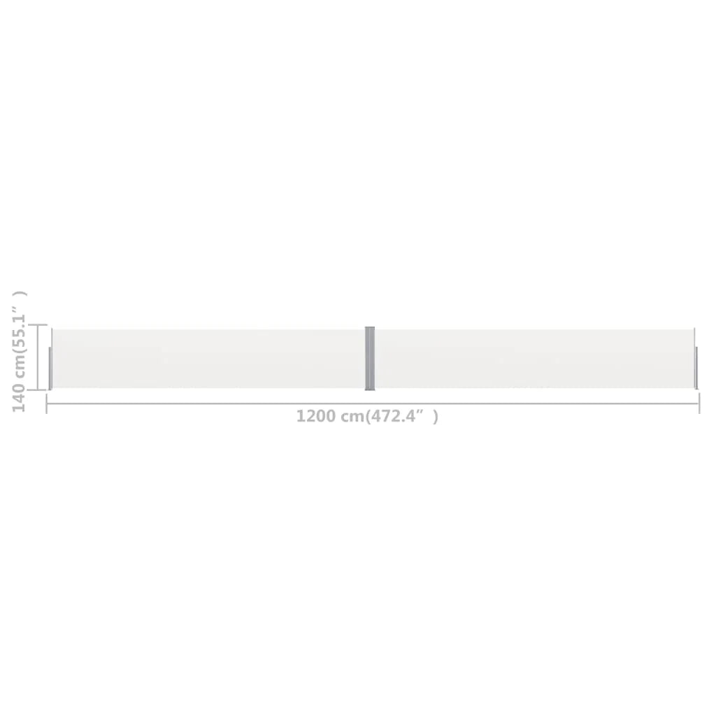 Tenda da sole laterale retrattile/schermo privacy per patio giardino terrazza balcone 140 x 1200 cm crema 02_0007234