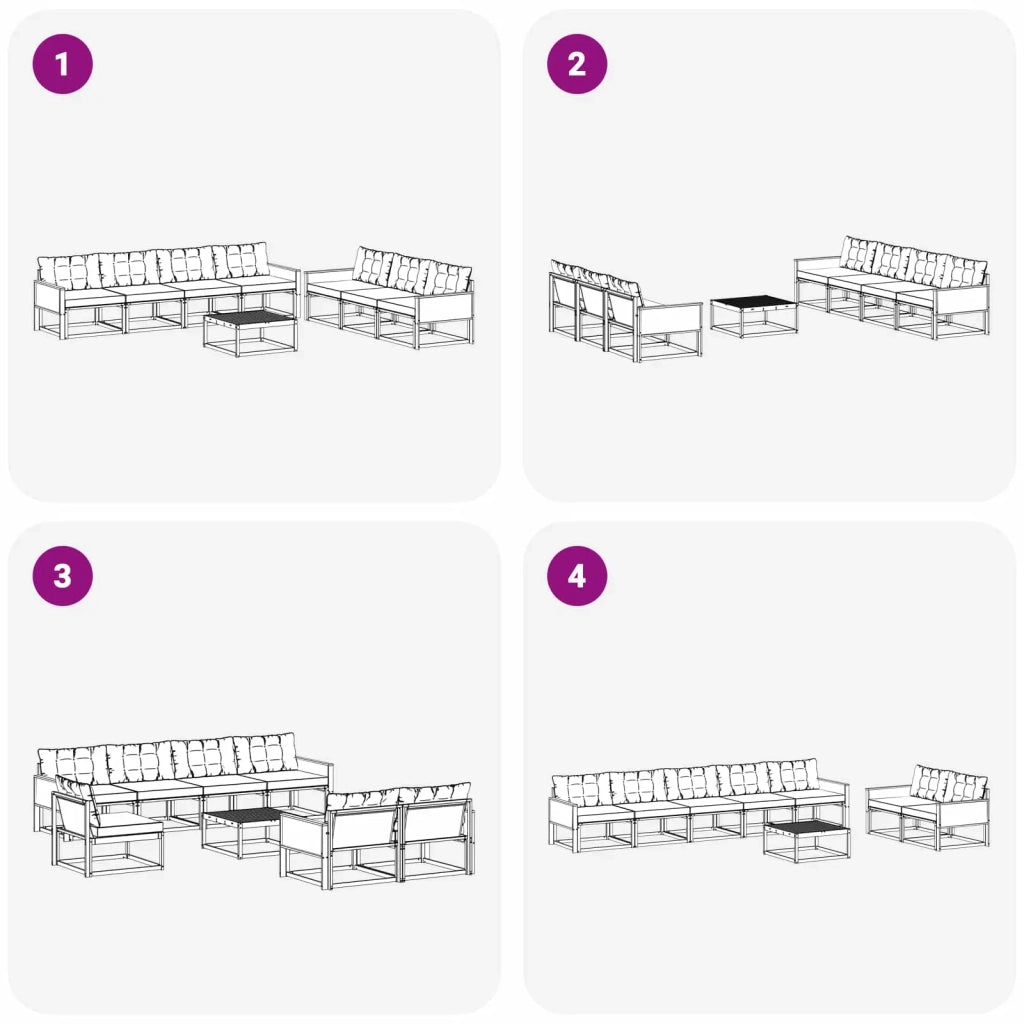 Set di divani da esterno 8 pcs Naturale e Grigio Chiaro