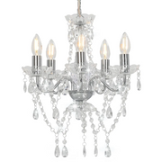 Lampadario con Perline di Cristallo Argento Tondo 5 E14cod mxl 126910