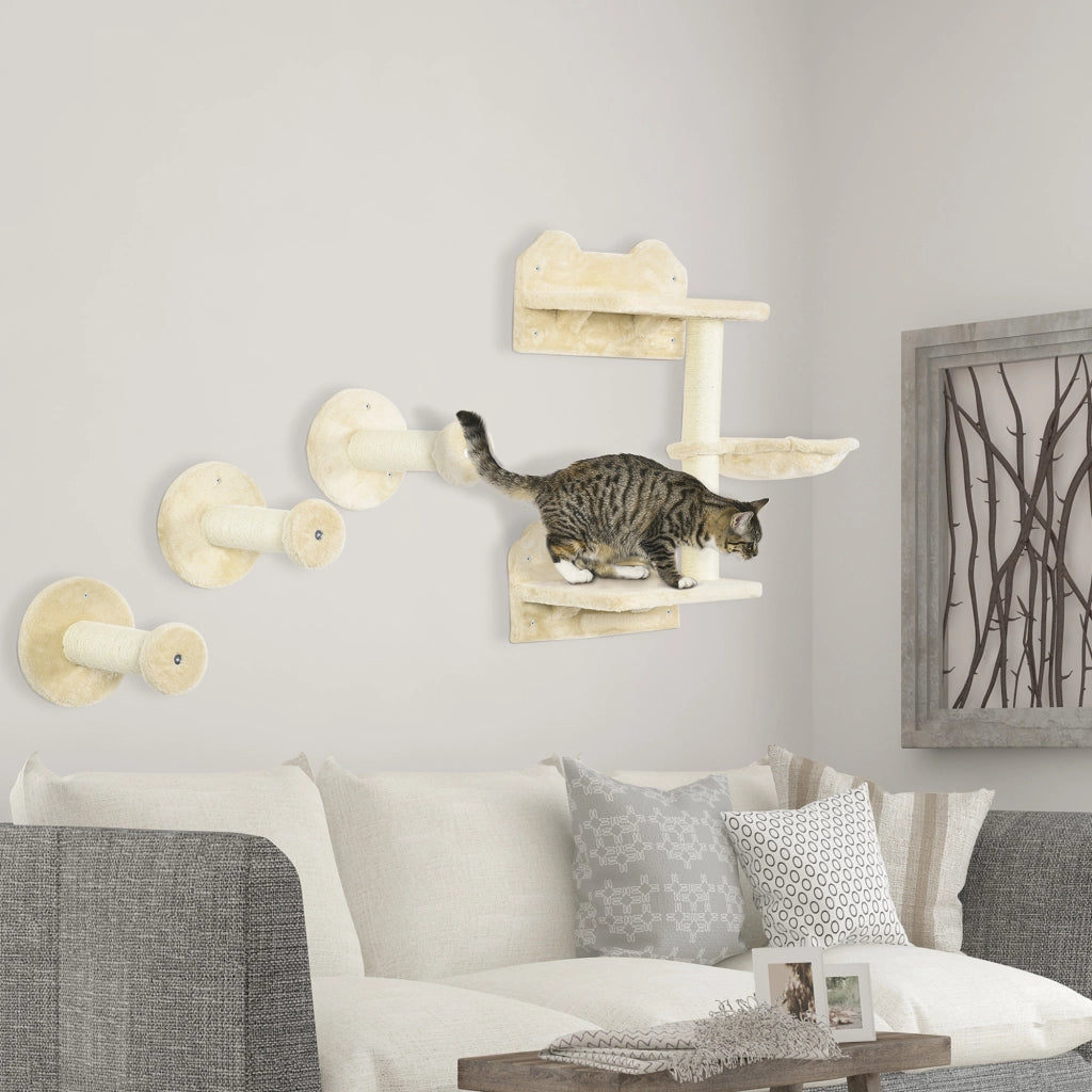 Tiragraffi per gatti con amaca e piattaforme ¨C zephmum ¨C beige 40x28x73cm
