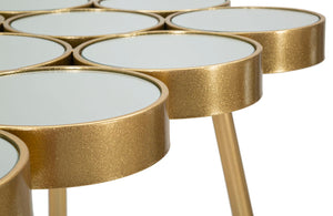 Tavolino Buttle 100x70x55 cm in Ferro e MDF Oro