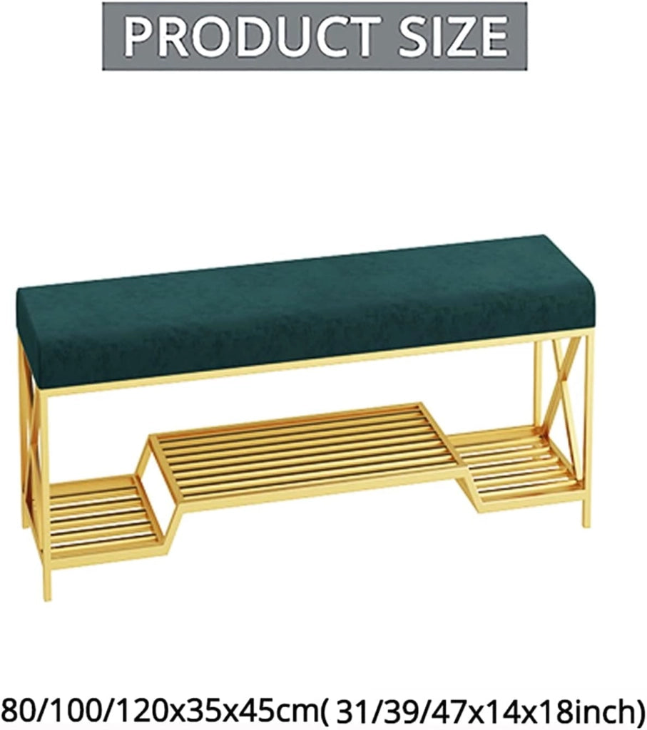 scarpiera Glamour Panca per Scarpe in Velluto Grigio con Organizer per riporre Gli Oggetti - Lussuoso Pouf per Ingresso, Camera da Letto o ai Piedi del Letto - Dimensioni 100 cm