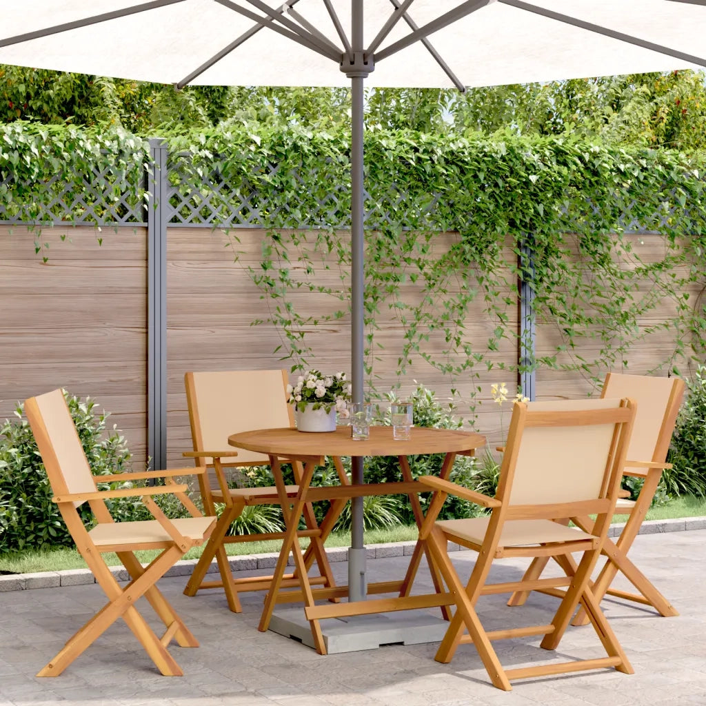 Set Pranzo da Giardino 5 pz Beige in Tessuto e Legno Massello 3281823