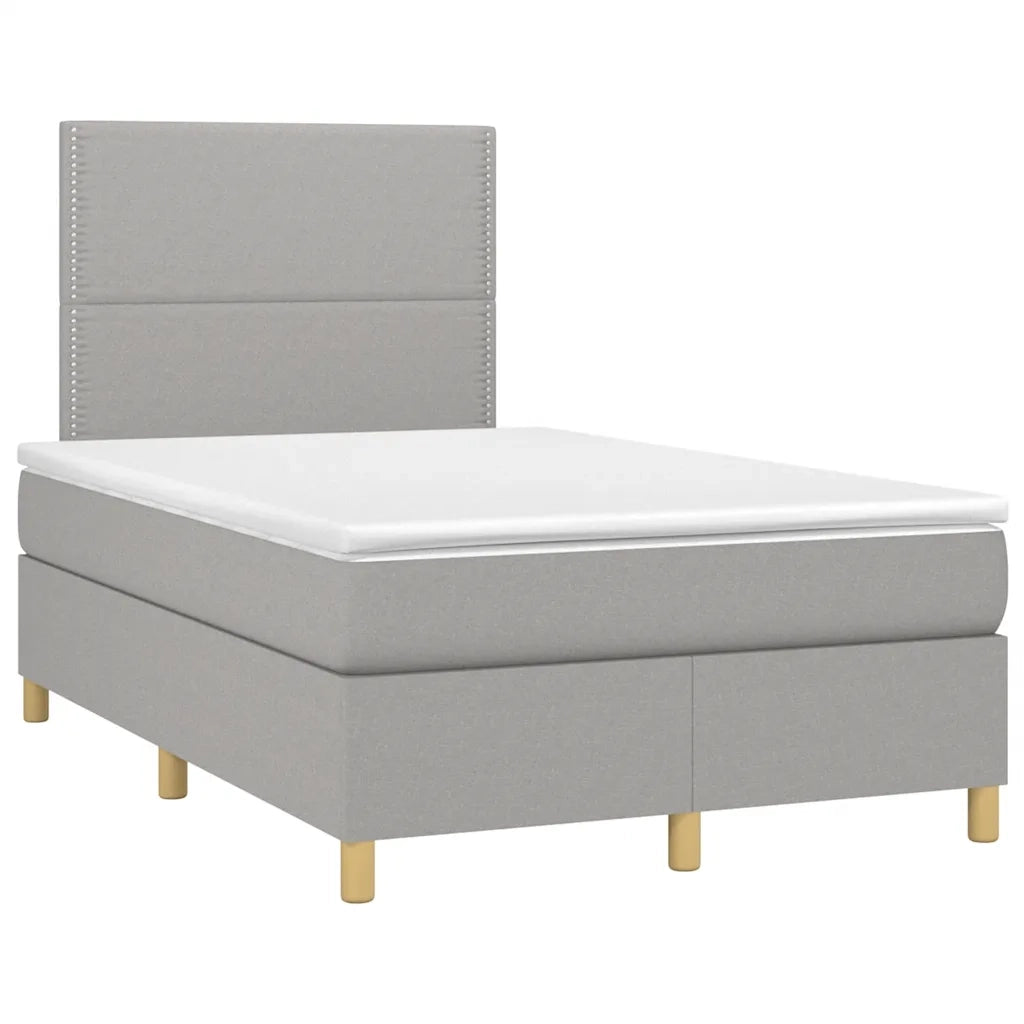 Giroletto a Molle con Materasso Grigio Chiaro 120x190cm Tessuto