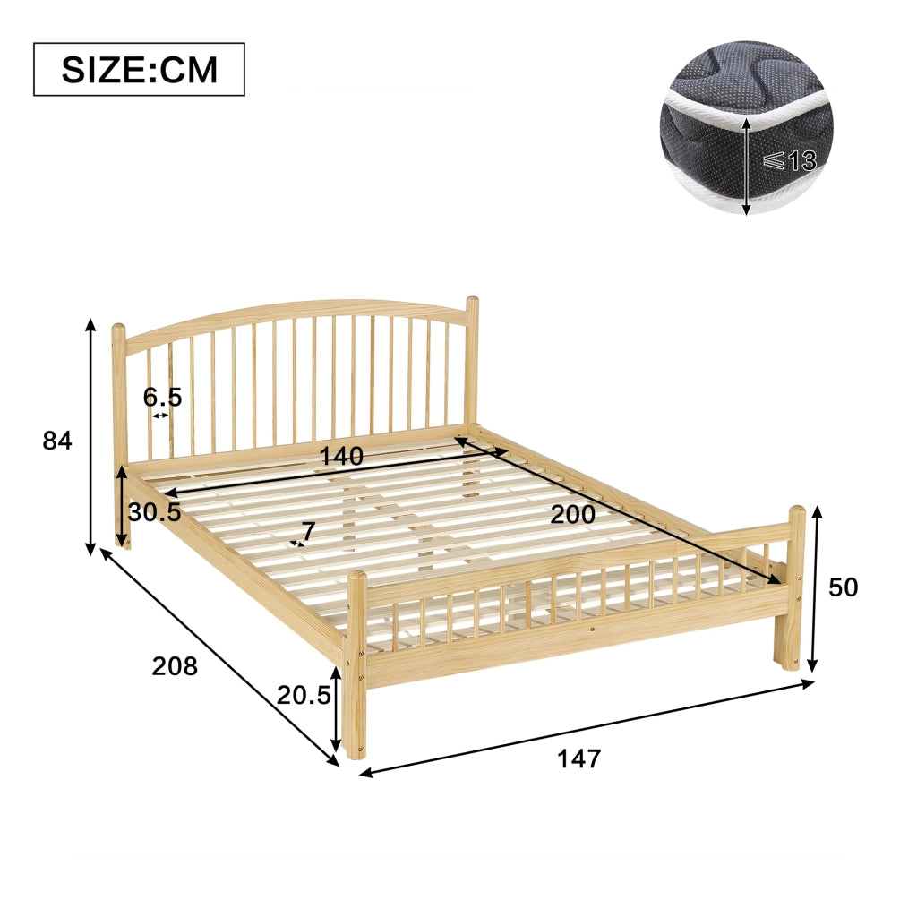 Letto singolo 140x200 cm legno beige