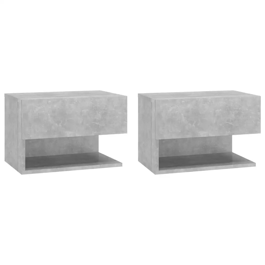 Comodini a Muro 2 pz Grigio Cemento 810962