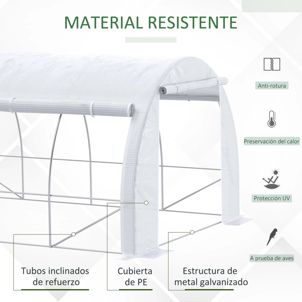 Serra Tunnel Giardino ¨C zephmum ¨C Bianco 4x3x2 m con Porta e 8 Finestre