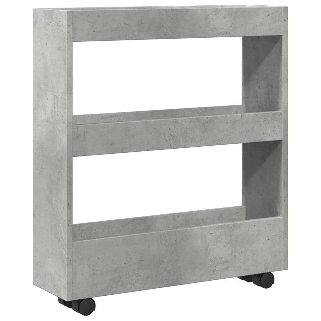 Carrello Stretto a 3 Livelli Grigio Cemento in Truciolato 855244