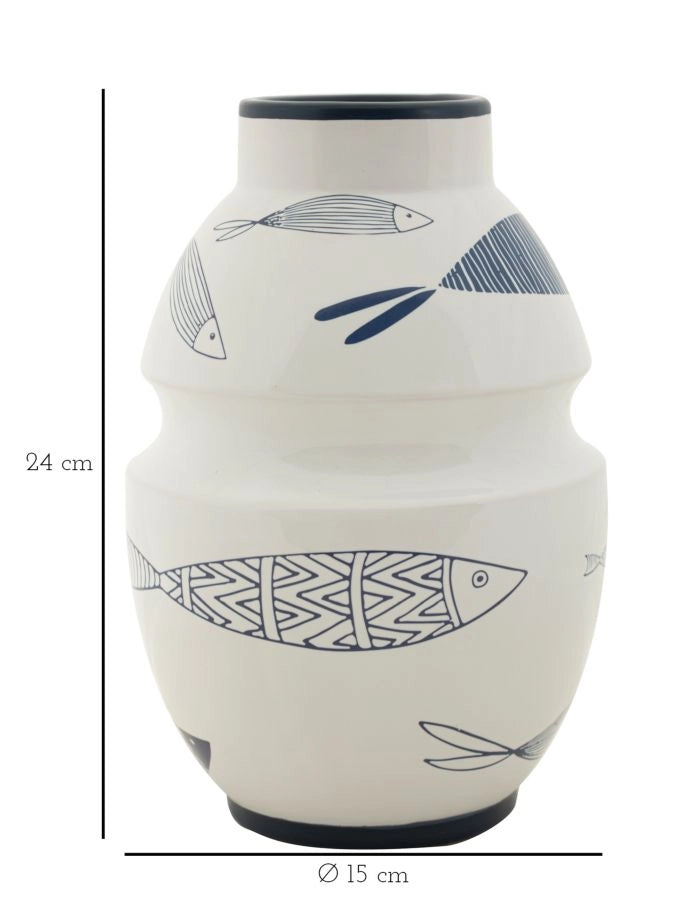 Vaso Ceramica Fish Ø15x24 cm in Ceramica Multicolor