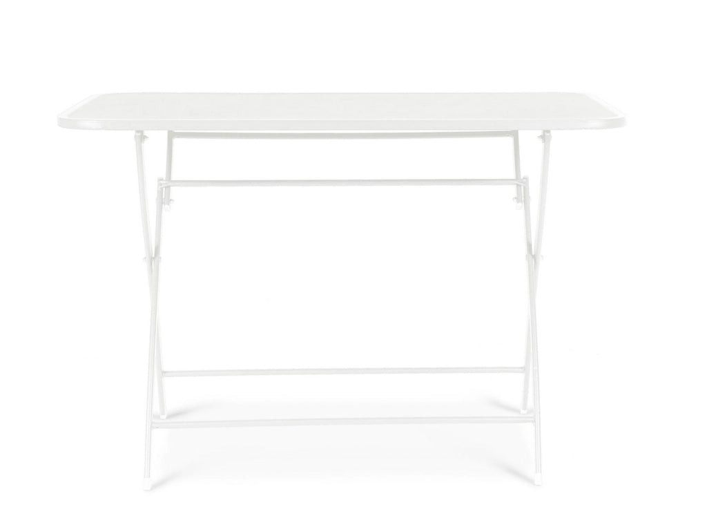 Tavolo da Esterno Pieghevole 110x70x72h cm in Acciaio Verniciato Yvonne Bianco