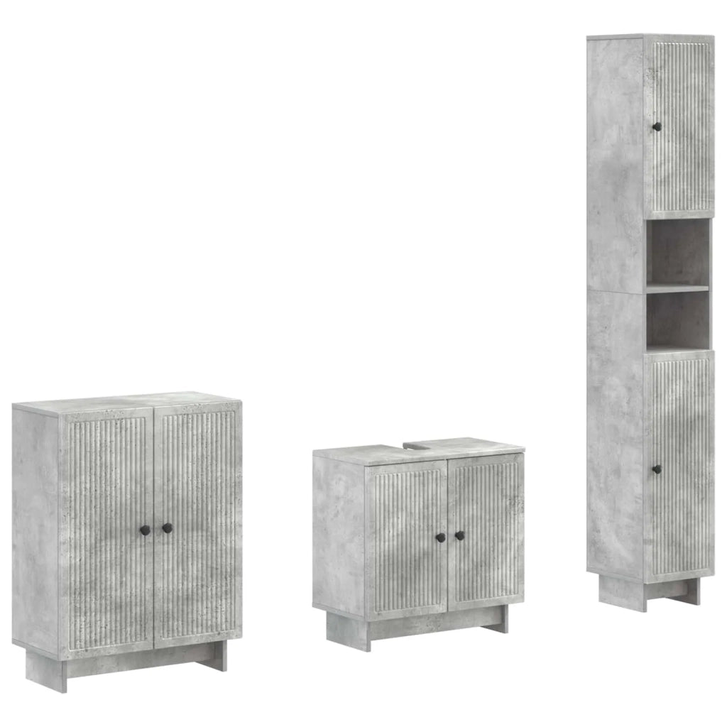 Set di armadietti da bagno in 3 pezzi EDE Grigio Cemento 3417417