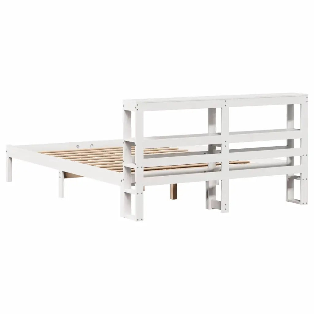 Letto senza Materasso Bianco 135x190 cm Legno Massello di Pino