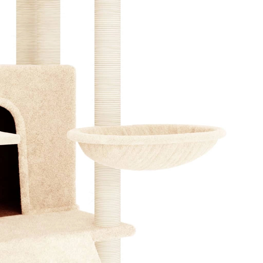 Tiragraffi per gatti torre per arrampicata giocattolo piattaforma per arrampicata con tiragraffi in sisal 154 cm crema 02_0022486
