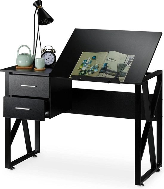 Tavolo da lavoro girevole regolabile per laptop - HBD 75x110x55 cm nero - progettazione ergonomico tavolo per bambino