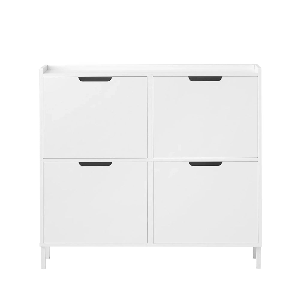 Scarpiera Slim da Ingresso con 4 ante e 4 scomparti Salvaspazio 100x19x91 cm Bianco FSR100-W