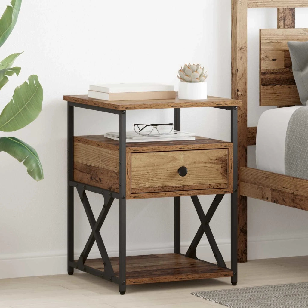 Armadio da Notte con cassetto Legno vecchio 40 x 42 x 55 cm 881881