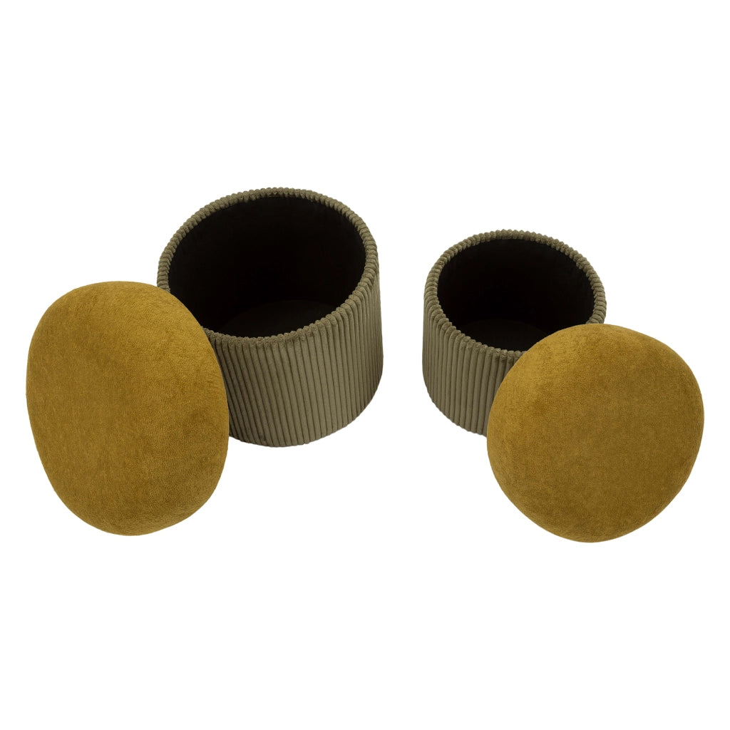 Outjo, Pouf Contenitore set da 2, 42x42x44h cm Marrone Terracotta