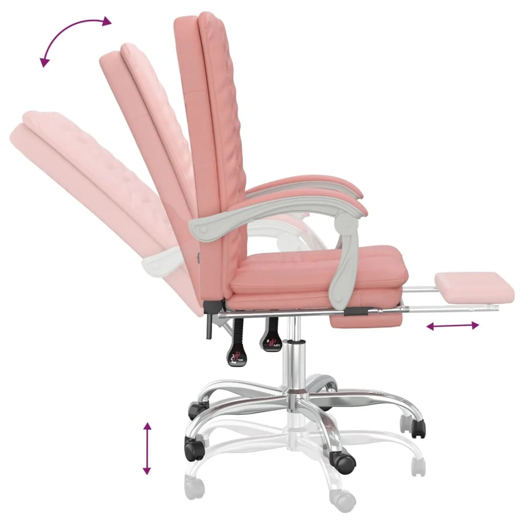 Sedia da ufficio in similpelle rosa con seduta girevole e reclinabile adatta per l'uso al computer o per lo studio. 02_0024270