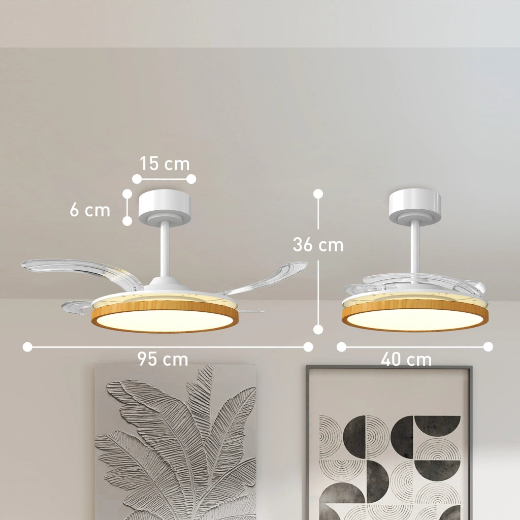 Ventilatore a Soffitto con Luce LED 80W DC Reversibile Telecomando 6 Velocit¨¤ Timer ?95 cm ¨C zephmum ¨C Naturale