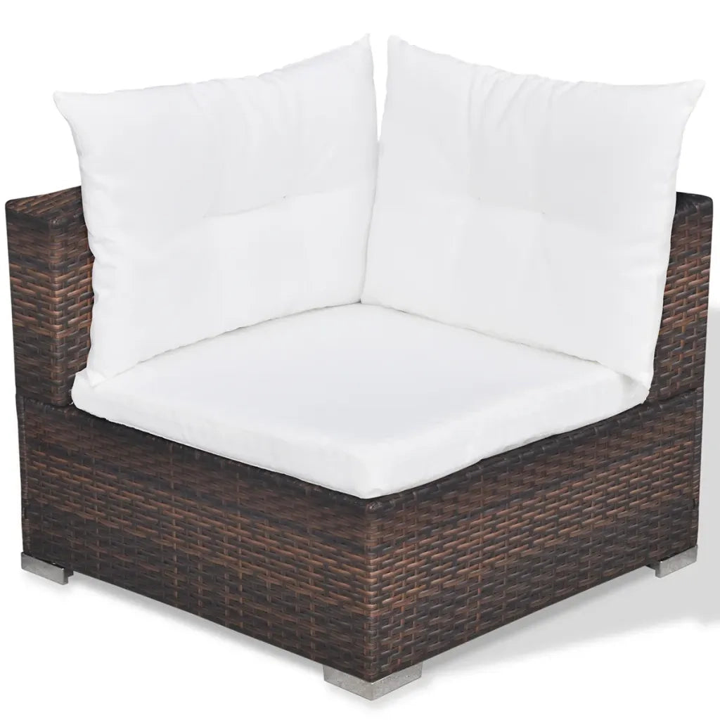 Set Divani da Giardino 5 pz con Cuscini in Polyrattan Marrone 42099