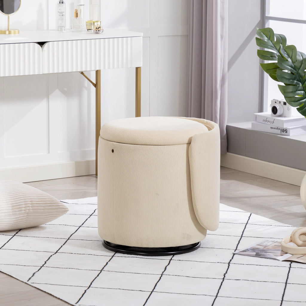 Poltrona Girevole con Vano Contenitore ¨C MINIMAL ¨C Tessuto Imbottito, Design Multifunzionale