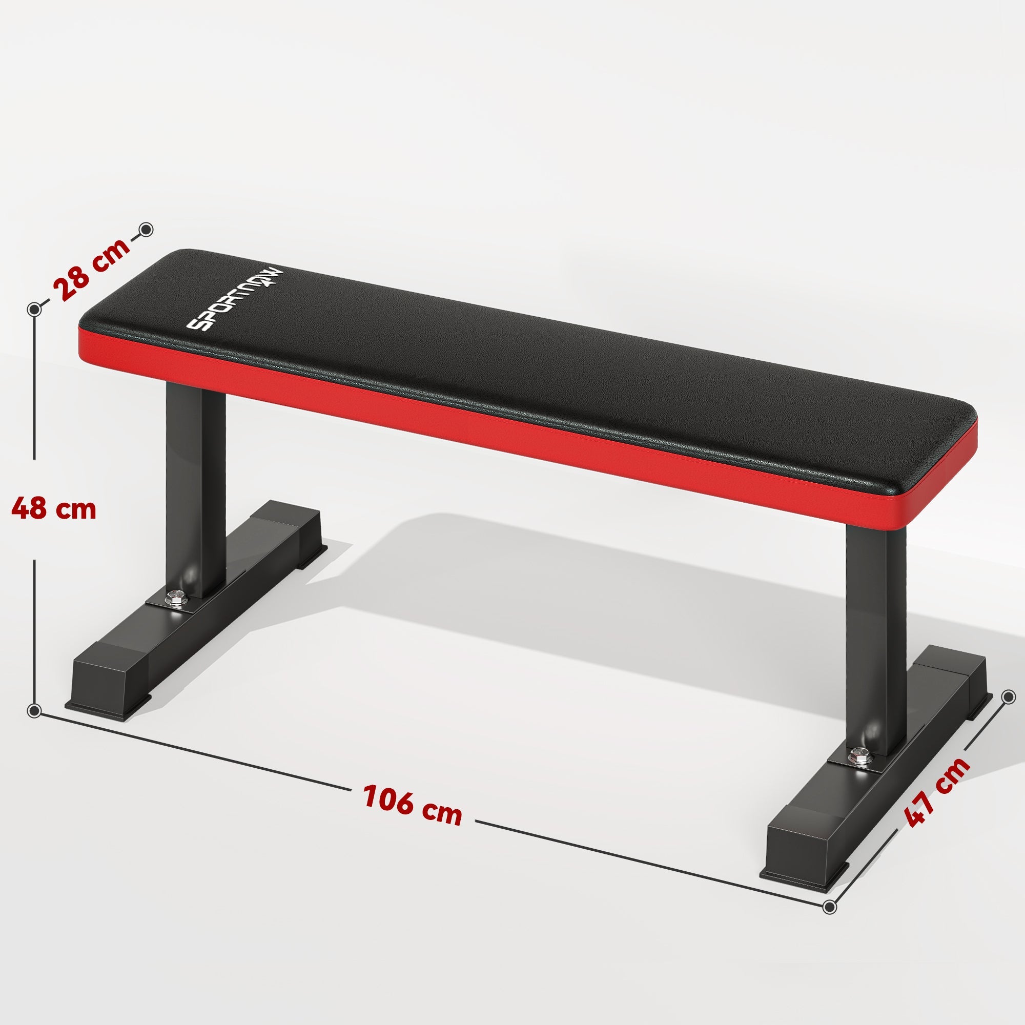Panca Piana per Pesi e Addominali Capacità 300kg 106x26x48 cm Nero