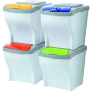 Trade Shop - Pattumiera Per Raccolta Differenziata 4 Colori Verticale Bidoni Spazzatura 80 Lt -