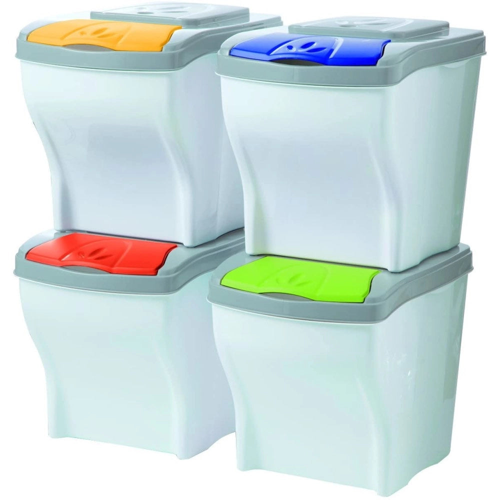 Trade Shop - Pattumiera Per Raccolta Differenziata 4 Colori Verticale Bidoni Spazzatura 80 Lt -