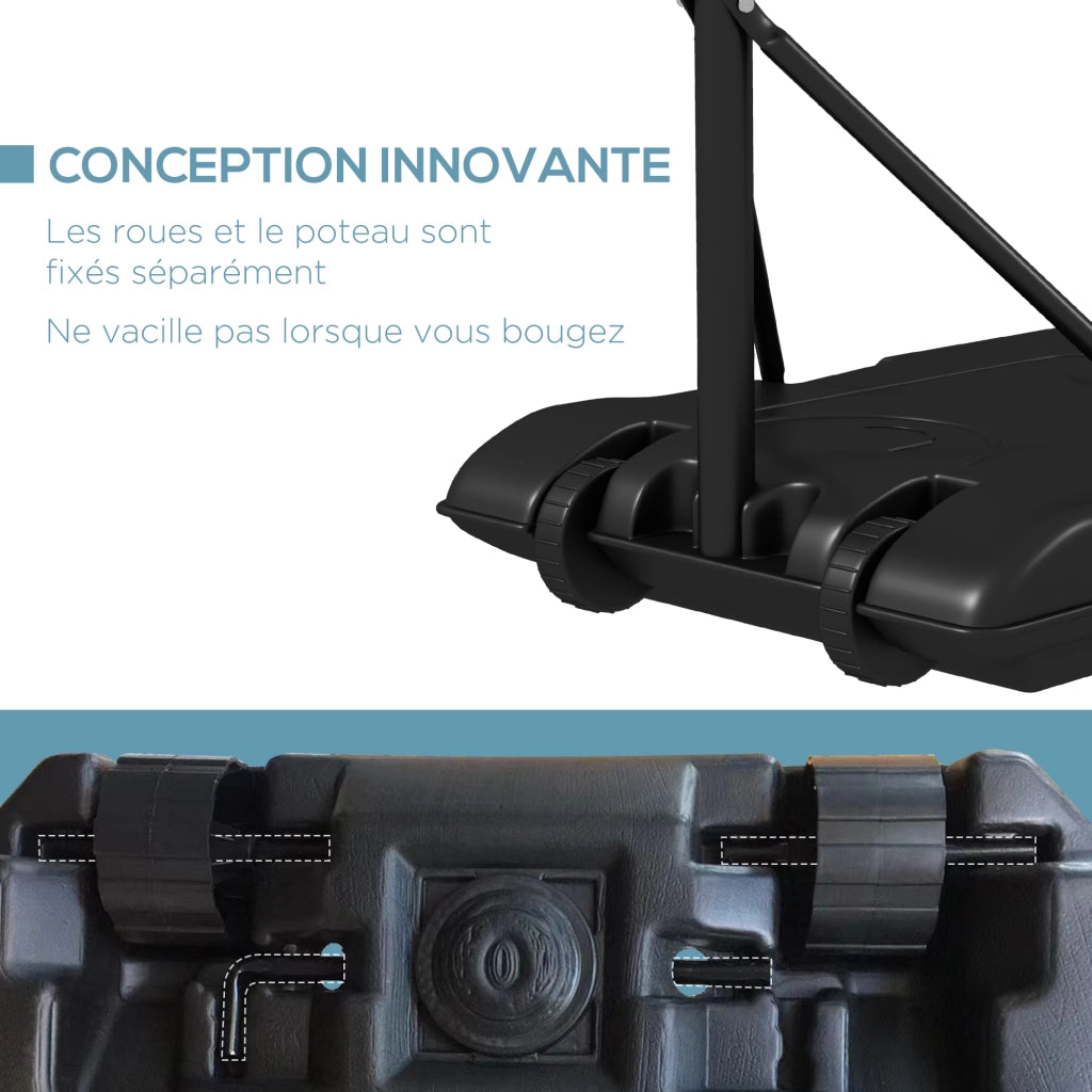 Canestro da Basket Esterno Regolabile in Altezza ¨C zephmum ¨C Nero 182-250 cm