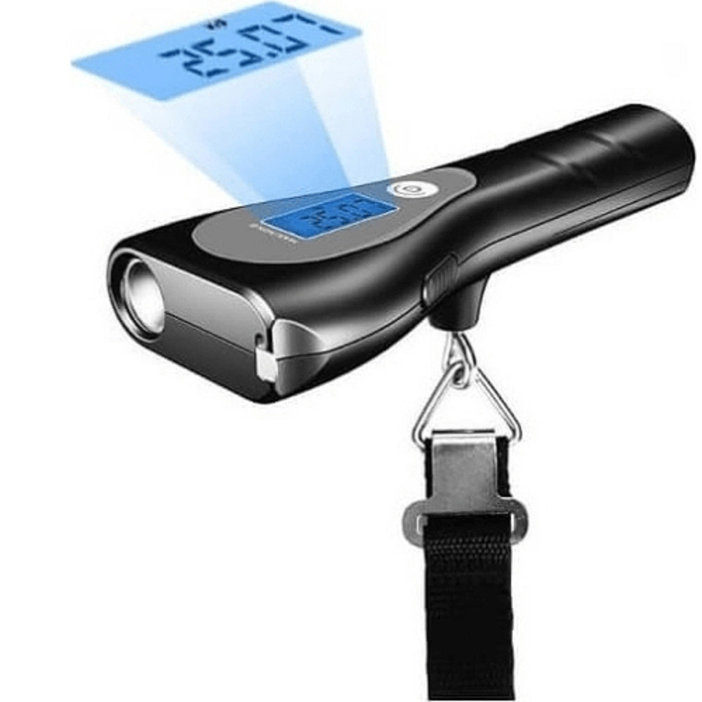 Trade Shop - Bilancia Digitale Portatile Per Bagagli Fino A 50kg Metro Torcia Display Q-t158 -