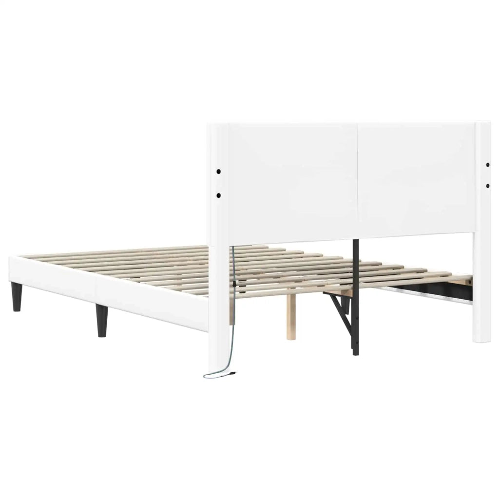 Struttura del letto con testiera Bianco 140 x 200 cm Similpelle