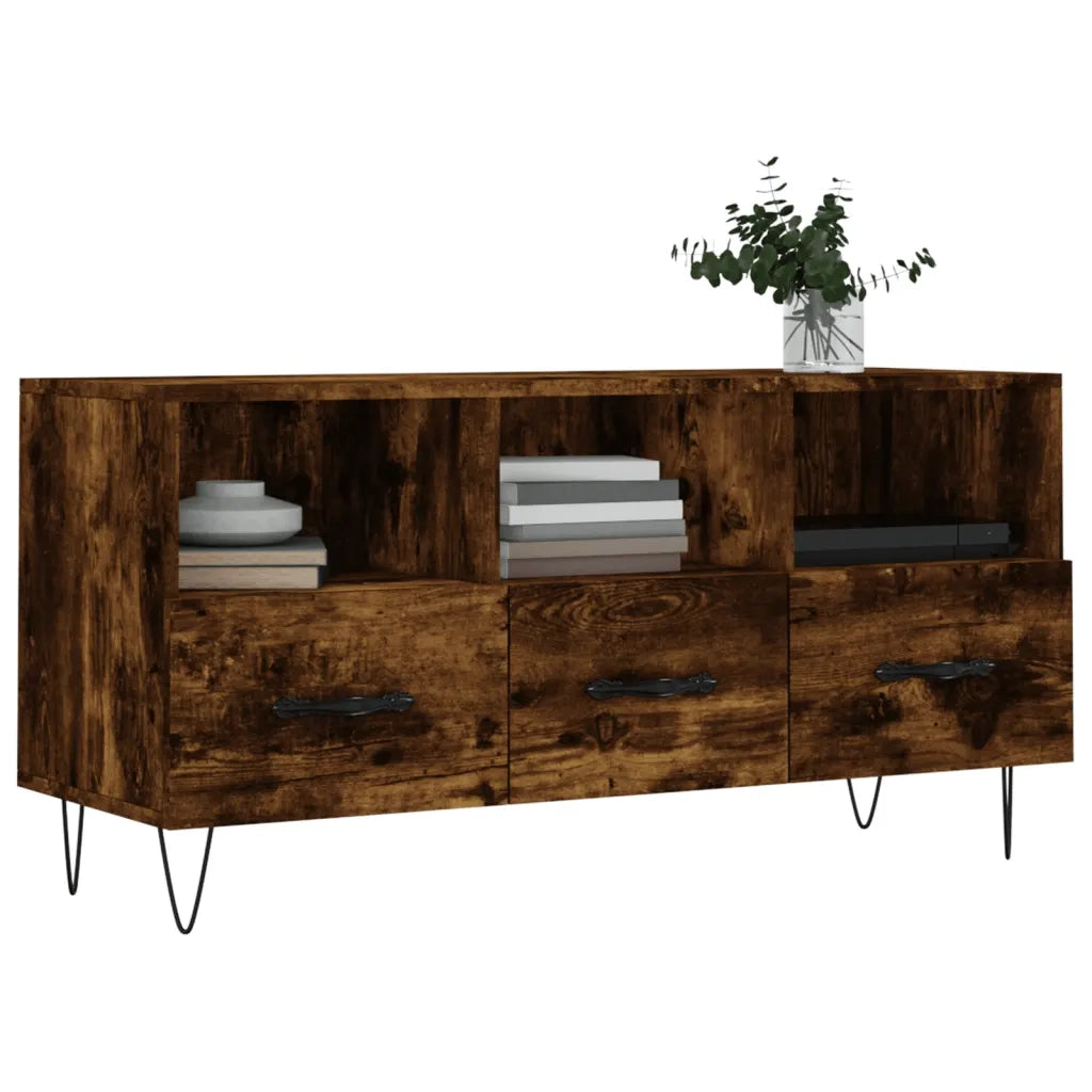 Mobile Porta TV-Mobile per TV-Credenza TV Rovere Fumo 102x36x50 cm in Legno Multistrato 128727