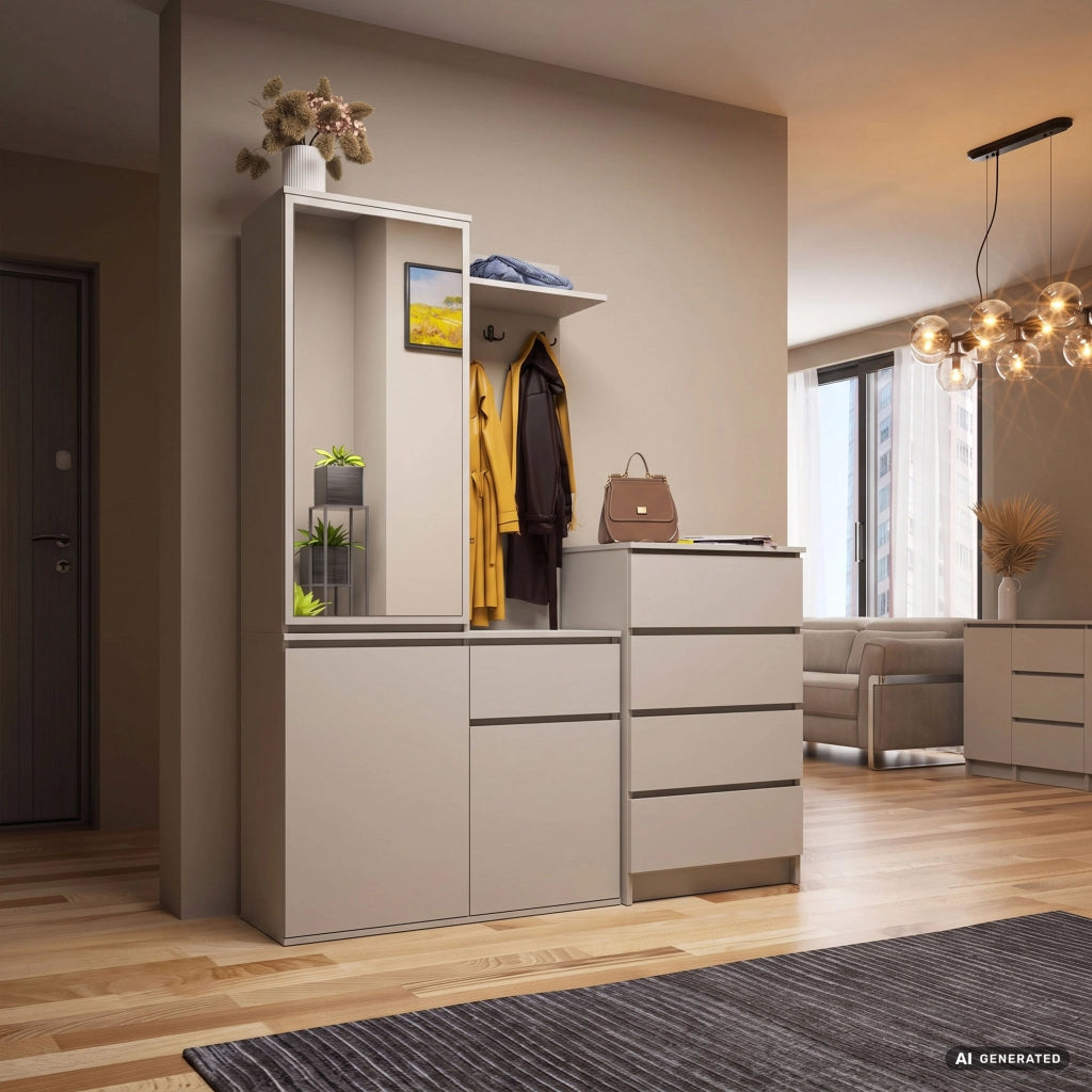 Mobile ingresso ENTRO Cashmere 95 cm con specchio e scarpiera